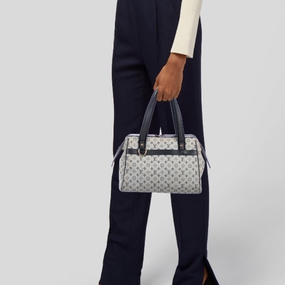 LOUIS VUITTON 💙🩶 Min Lin Jospehine blue denim tote Great 22 yr old Vintage Bag - Picture 2 of 15